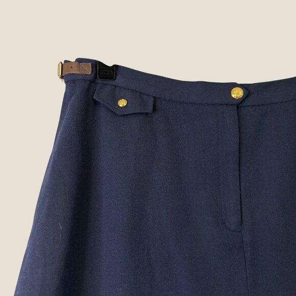 Ralph Lauren A-Line Navy Blue Vintage 77% Wool Equestrian Maxi Skirt Size 14 - Picture 2 of 12